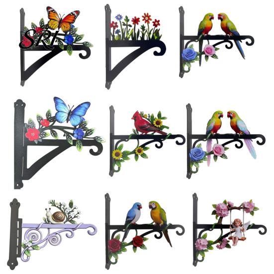 Weather Resistant Wall Hanger Metal Plant Hook Heavy Duty Hanging Basket Bracket Decorative Parrot Retro Copper Art Cat Flower Butterfly for