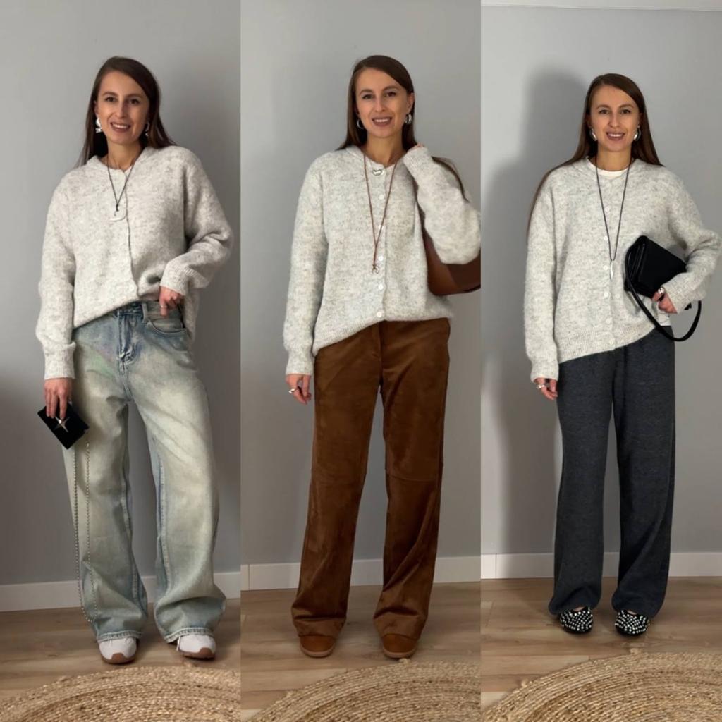 Soft Knitted Cardigan Women's Retro Button Gray Wool Sweater Jacket