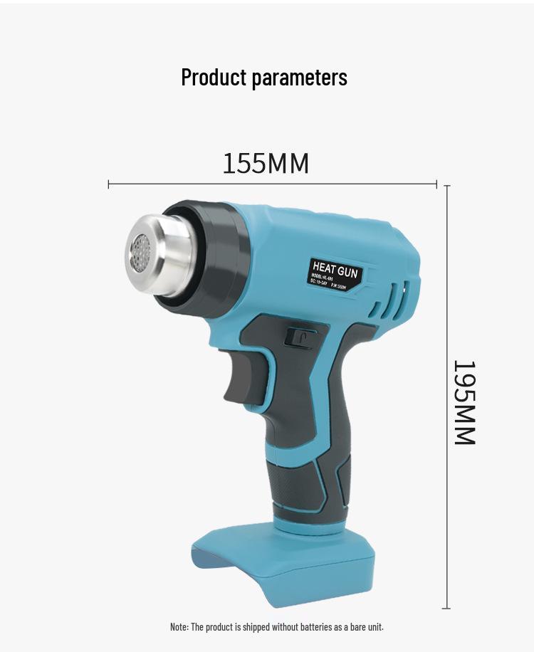 Cordless Lithium Battery Hot Air Gun for Heat Shrink Film, Car Stickers, Grout Sealing - Compatible with Makita, Milwaukee, DeWalt.