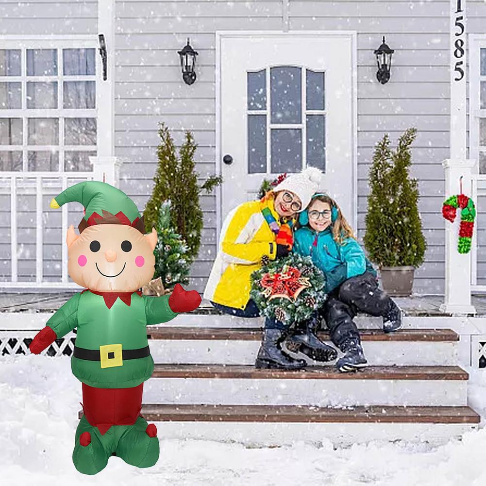 Illuminated Christmas Iatable Elf Christmas Elf Iatable Yard Decor Santa Helper Elf Figure Character Christmas Decoration Gift