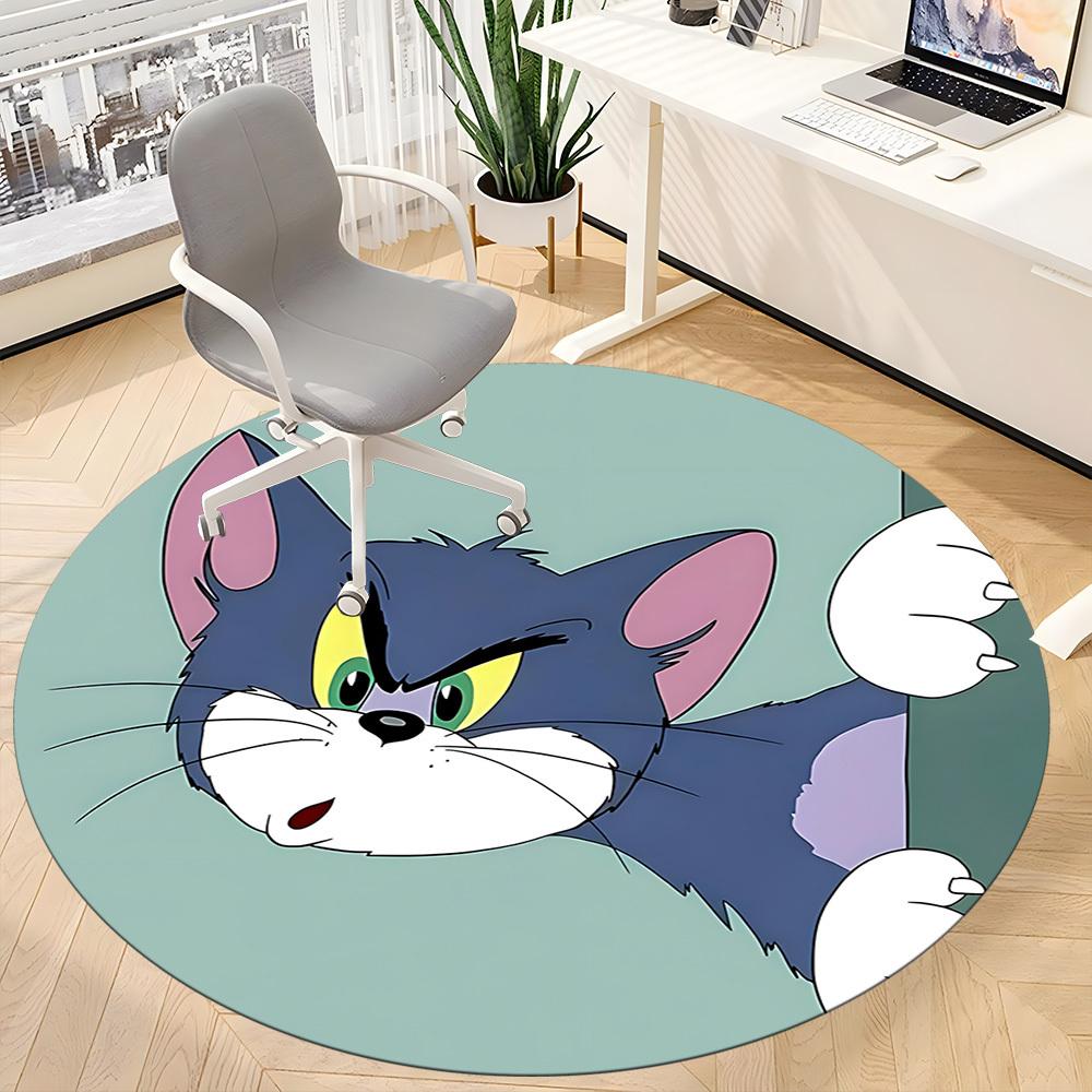1pc Tom Jerry Office Round Area Rug, Under Office Chairs Bedroom Living Room Home Decor, Room Decoa1016106