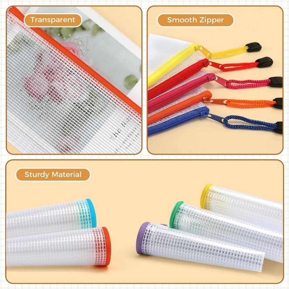 Thick Mesh Zipper Pouch Waterproof Bill Storage Bag Multipurpose Stationery Organizer  Students