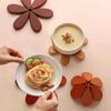 Christmas Tree Trivet 5 Pieces Foldable Wooden Trivet Heat Resistant Desk Coaster with Stand for Hot Dishes Kitchen Counter Pan