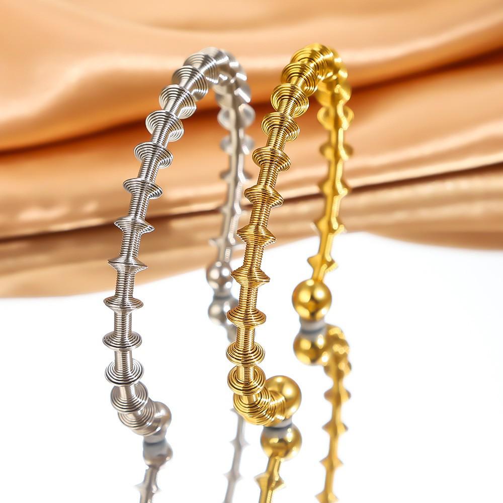 Adjustable Geometric Shape Stainless Steel Bracelet for Women - Simple, Fashionable, Open Design