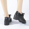 Fashion Loafers Women's Tweed Patch Eyelet Shoes Lace-Up Bowknot Chunky Thick Heel Versatile Mesh Women's Fragrant Women's Shoes