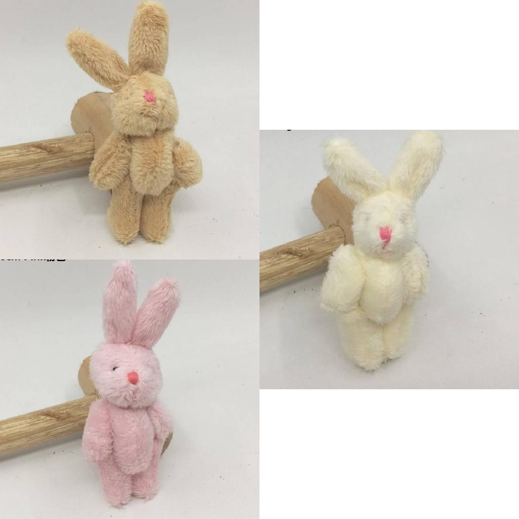 Mini 6cm Long Hair Jointed Rabbit Plush Teddy Bear Doll Diy Decor Clothing Gift Box Accessory