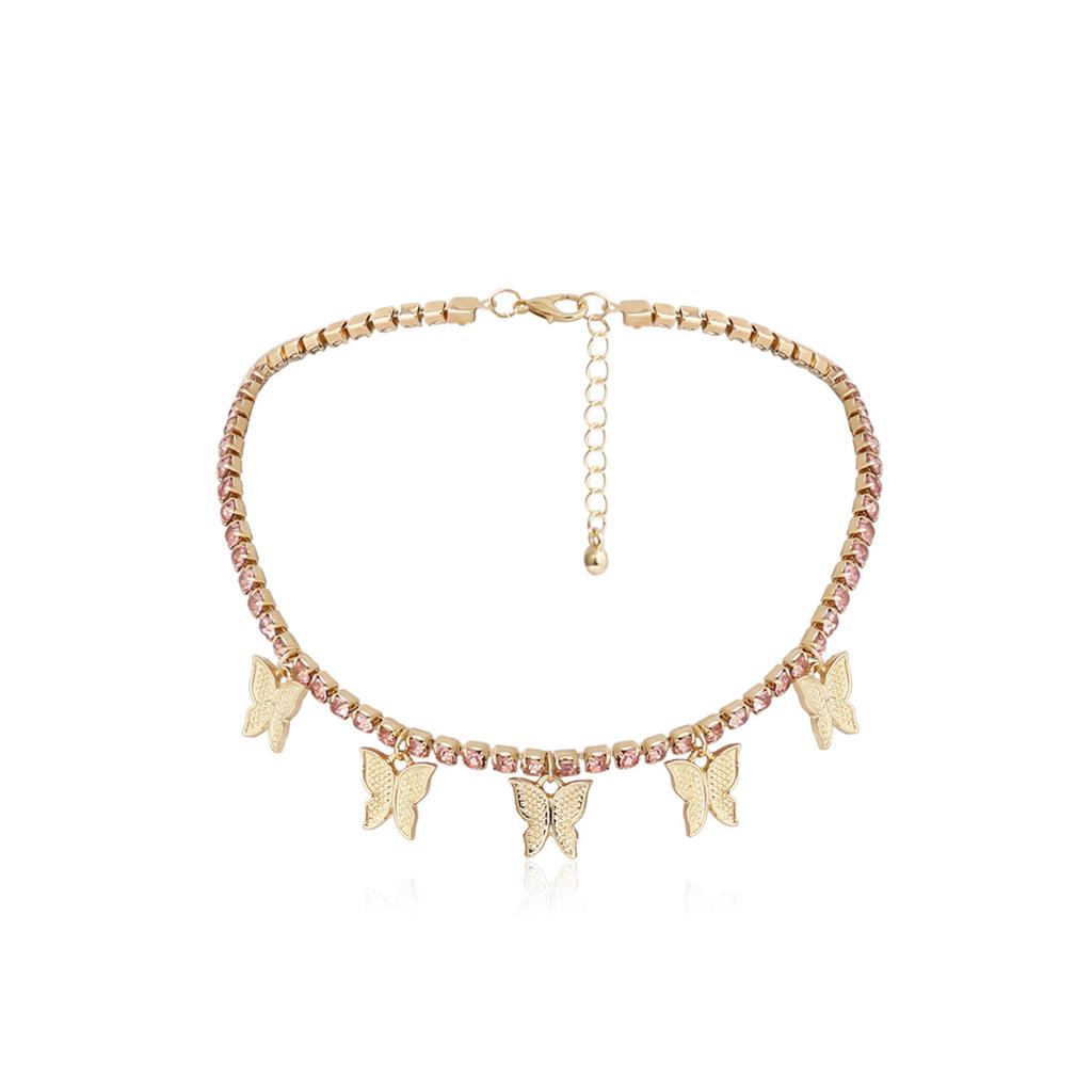 Jewelry, Temperament Super Fairy Retro Collarbone Chain Necklace, Simple Single-Layer Diamond-Encrusted Butterfly Necklace For Women