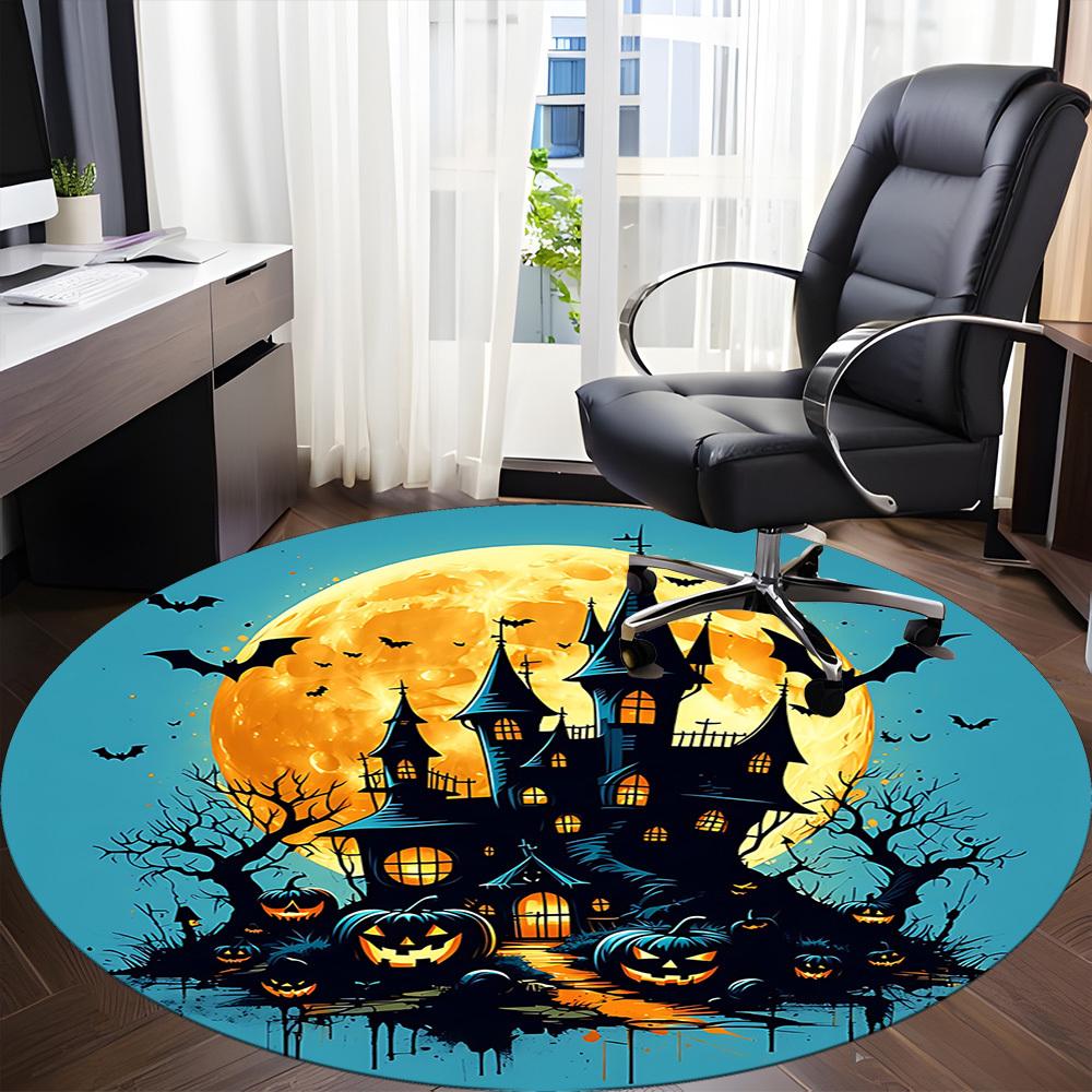 1pc Halloween Haunted Office Round Area Rug, Under Office Chairs Bedroom Living Room Home Decor, Room Deco, Available in Various Sizes