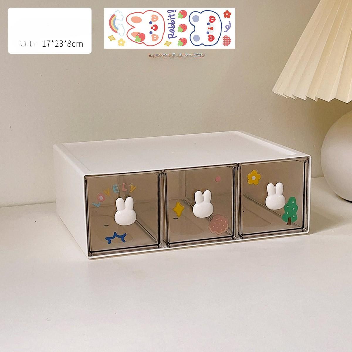 Милый ящик для хранения на рабочем столе студенческий стол прозрачная полка косметика канцелярские принадлежности high three drawer белый 1619₽