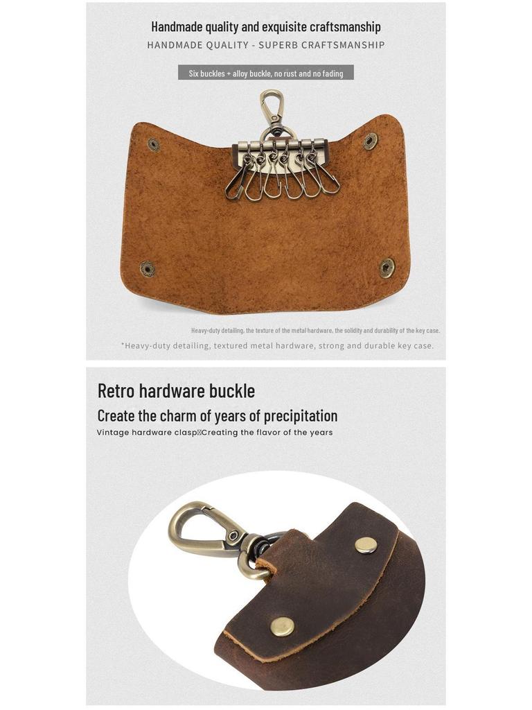 Geantă mini pentru chei din piele naturală pentru bărbați și femei, cu opțiune de agățare la talie