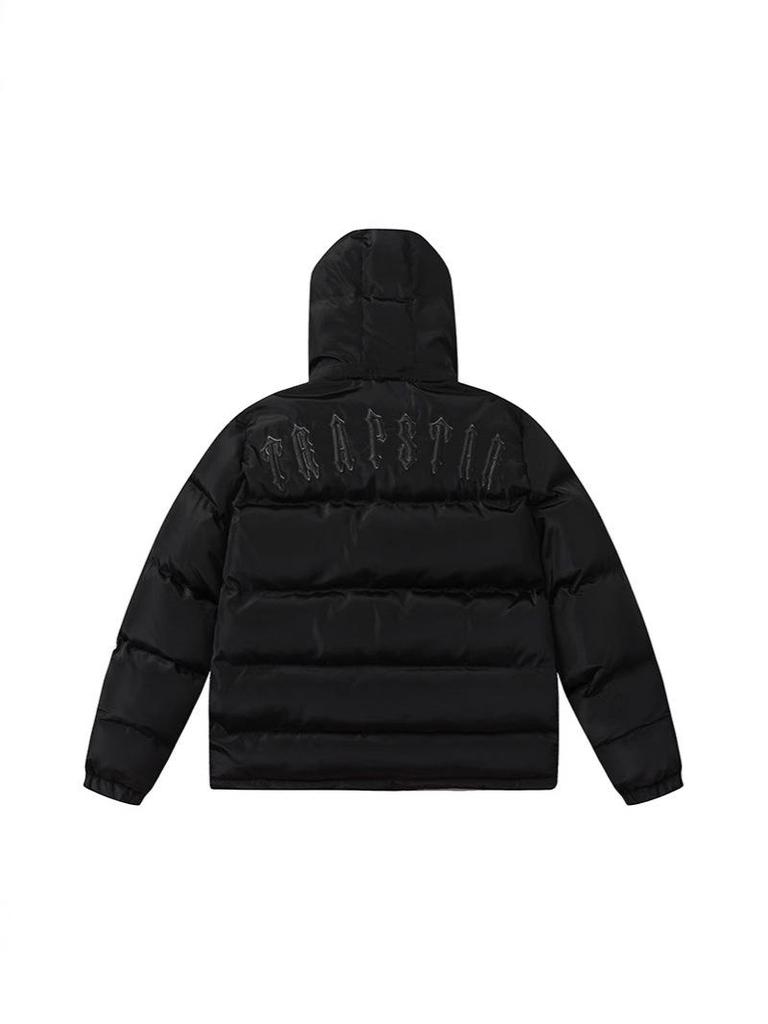 CrossTrapstar Men's Hooded Winter Jacket with Back Embroidery - American Street Loose Fit Hip Hop Style Cotton Coat
