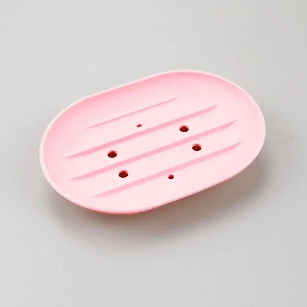 Anti-slip Silicone Soap Stand Draining Soap Box/dish Oval Silicone  Stand Bathroom Soap Box Without Perforation
