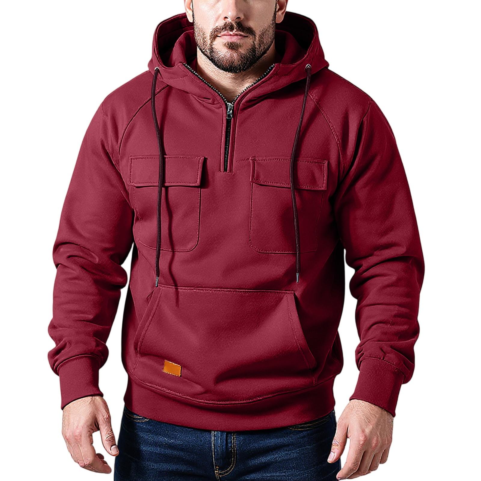 

Мужской воротник-стойка, Теплый и свободный, Однотонный для улицы, Теплый и дышащий, С утолщенным флисом XL винный