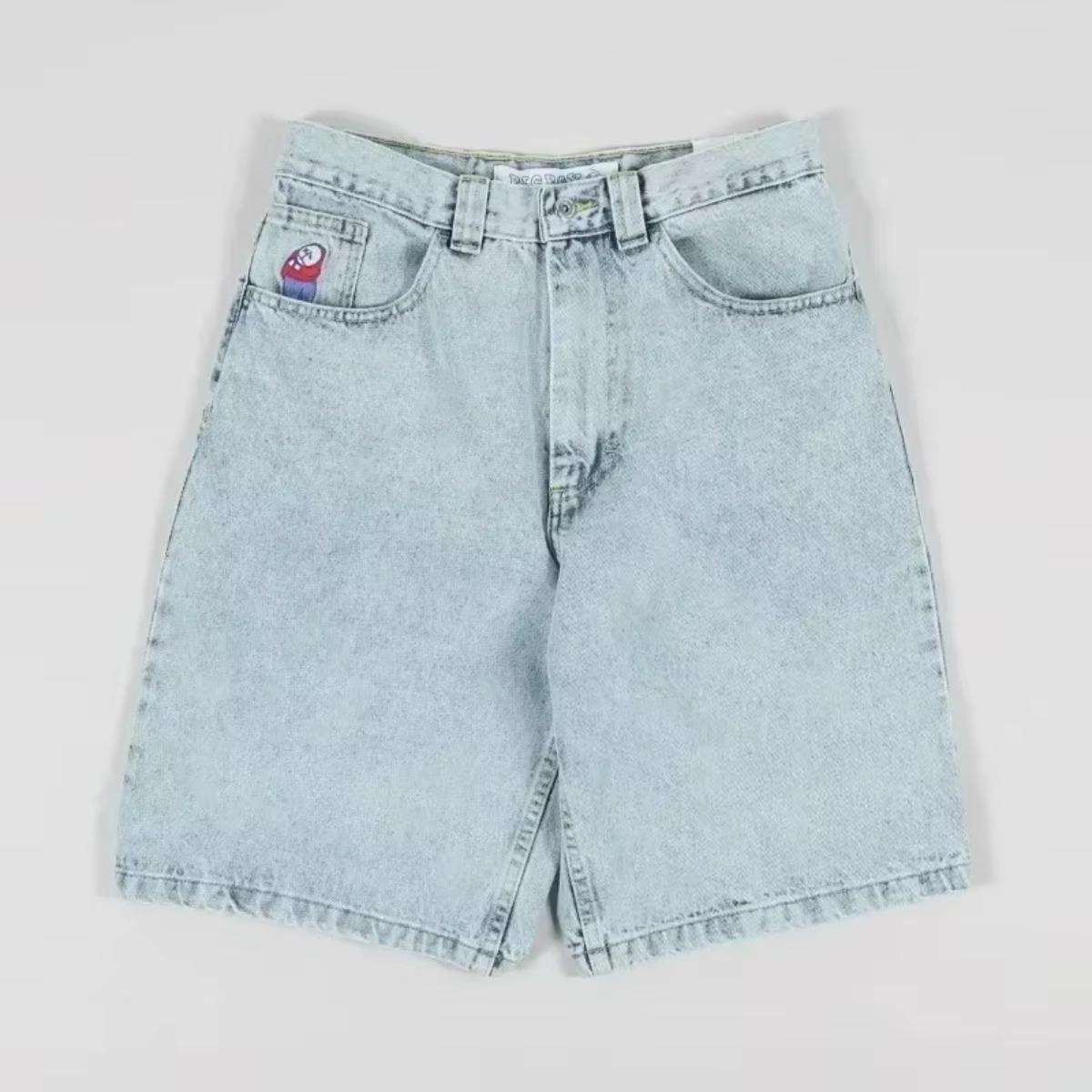 

DRIPX Summer Skateboard Denim Shorts Patchwork Embroidery Loose Jeans Wide Leg Pants Hip-Hop Rock Street New Pants S