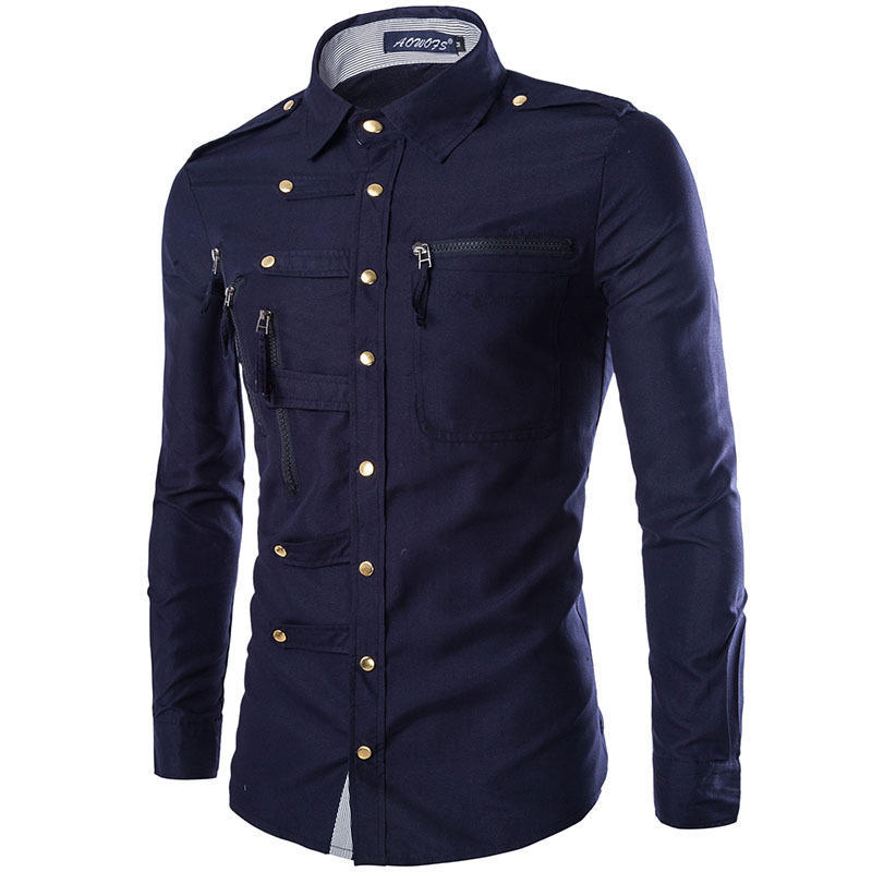 Spring New Style Men's Trendy Slim New Snap Button Zipper Long-sleeved Shirt Comfortable High Quality Unique Beautiful and Most Striking Clothes