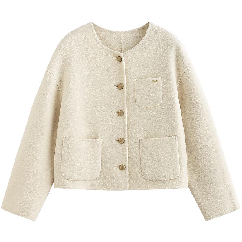 

Inman Women s Alpaca Silk Blend Double-Faced Short Wool Coat L