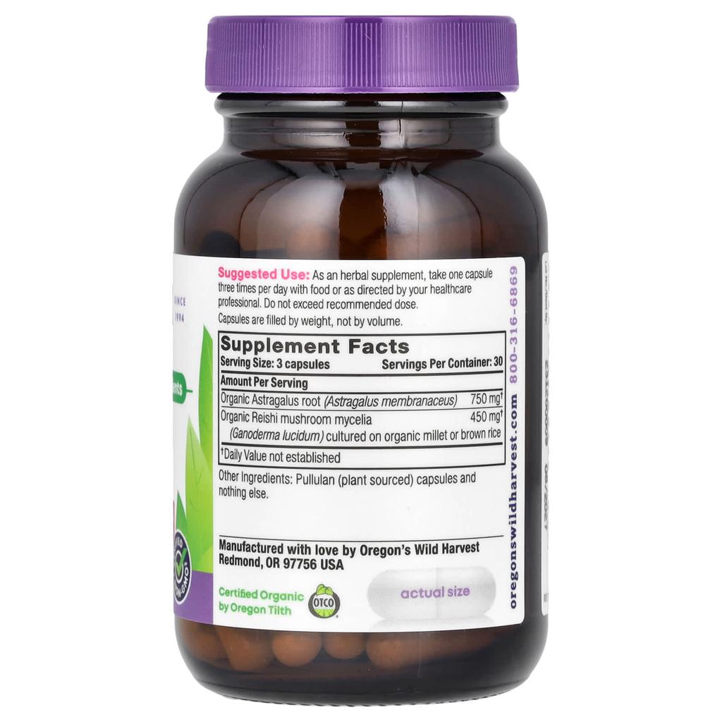 Oregon'S Wild Harvest, Astragalus Mushroom, Veggie Capsules, 90