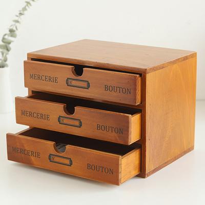 Retro vícevrstvá dřevěná stolní zásuvka Úložný box Skříňový organizér