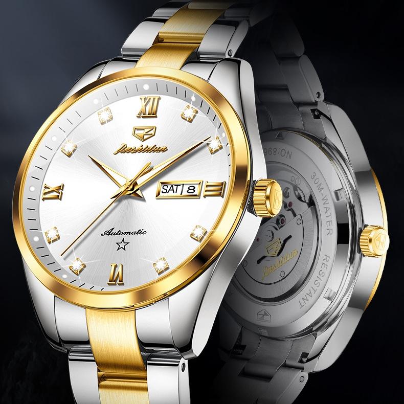 Relógios JINSHIDUN Relógio Mecânico de Calendário Duplo Masculino para Negócios à Prova d'Água Relógio Masculino de Negócios Relógio Masculino