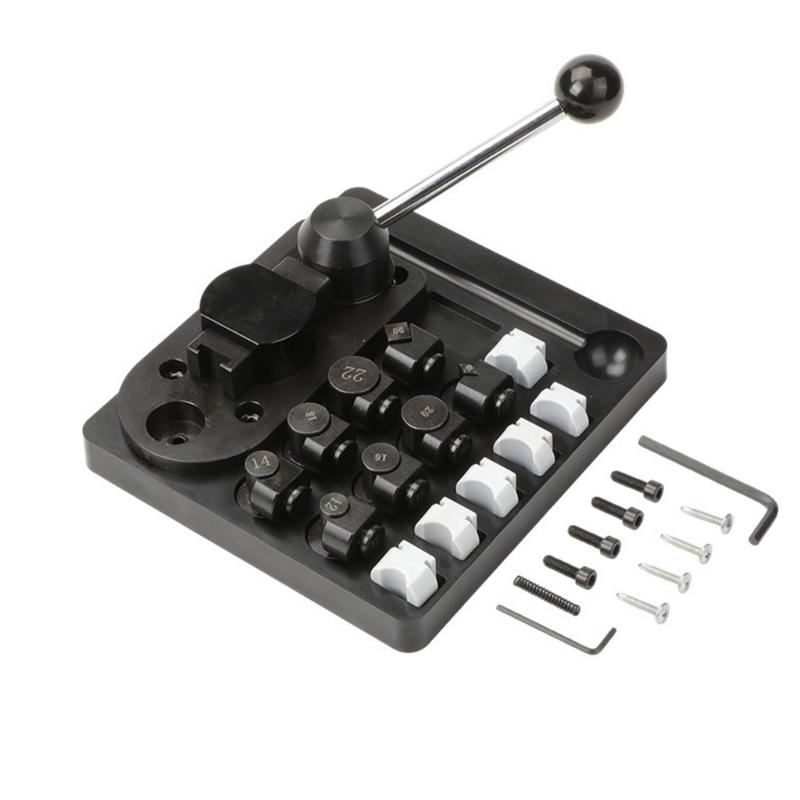 Jewelry Ring Bender Machine Manual Lever Forming Tool with 6 Nylon and 6 Metal Dies, Mounted Base for Ring Shaping Tasks and Jewelry Work