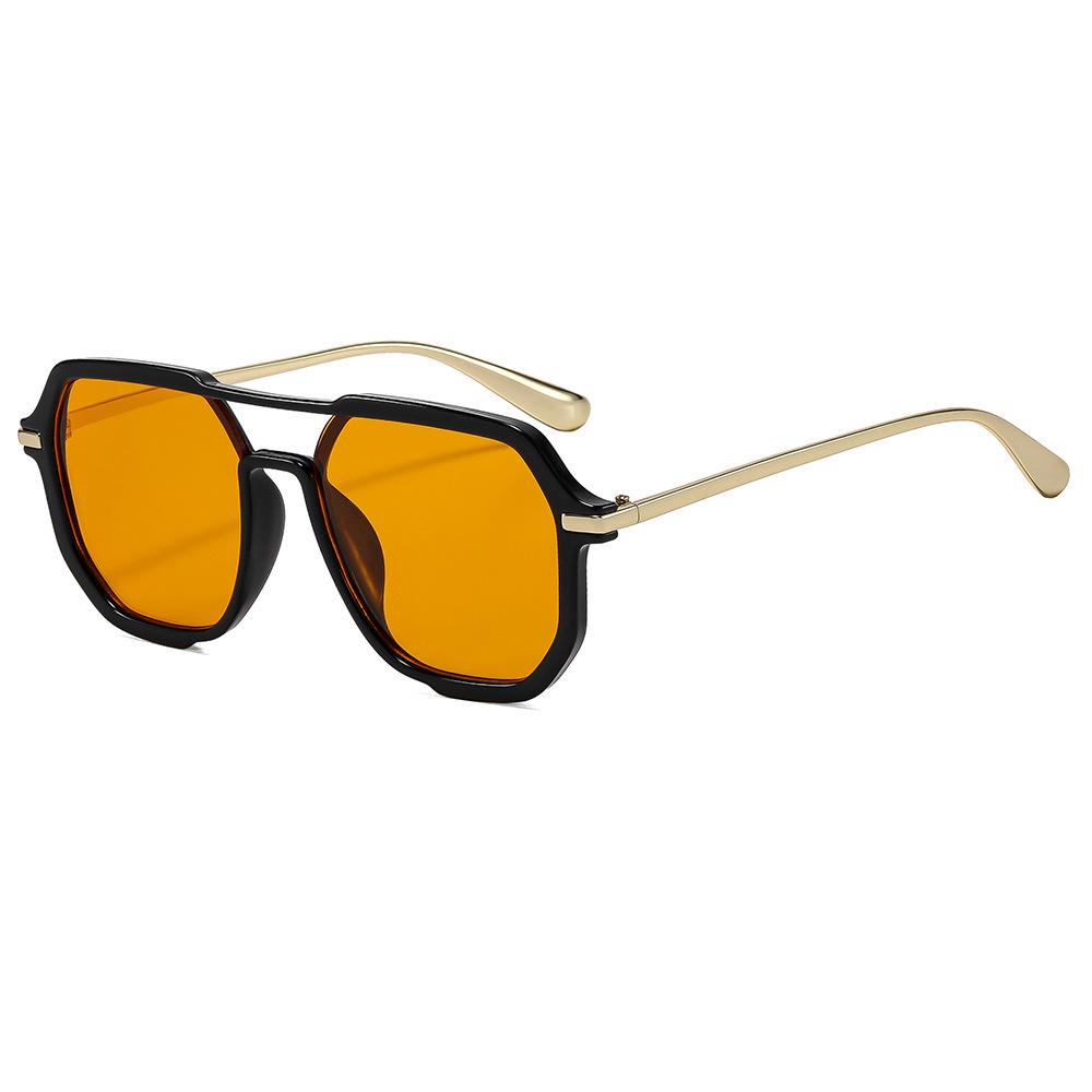 2026 New Double Bridge Square Sunglasses - Fashionable Retro Pilot Style for Holiday and Driving Sun Protection