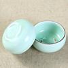 45ml/80ml Handpainted Ceramic Embossed Double Carps Teacup Longquan Celadon 3 Foots Fish Luohan Vintage Personal Cups Green Blue