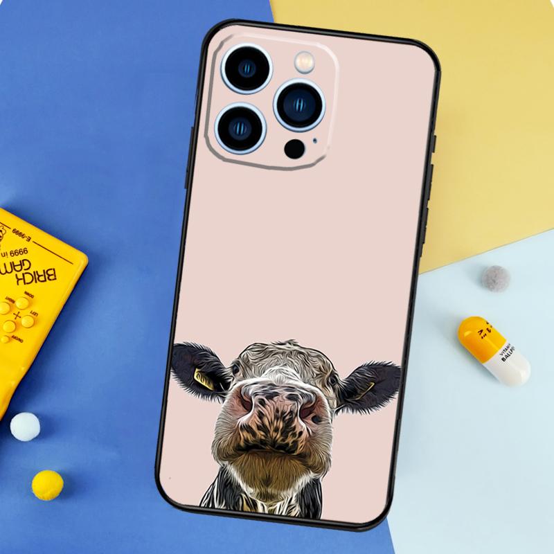 Cute Cow Moo Phone Case For iPhone 17 16 15 14 12 11 13 Pro Max mini 15 16 Plus 16e 17 Air Bumper Cover