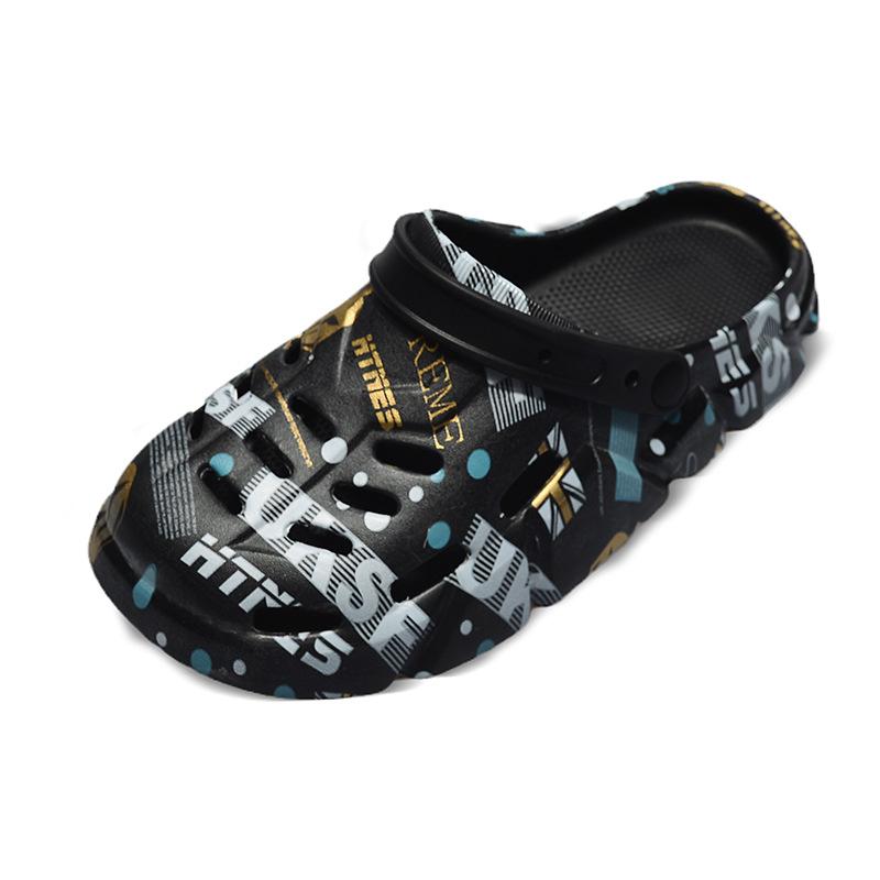 

2025 new hole shoes men s summer wear thick-soled non-slip and deodorant casual beach bag head half slippers men 40