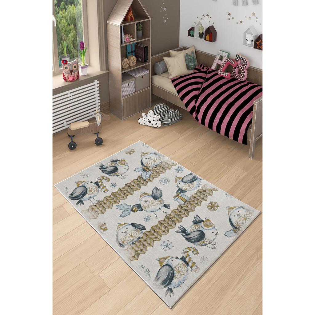 Dekorativer rutschfester Kinderteppich mit Vogelmuster, spezielles Design, dünner, waschbarer Teppich