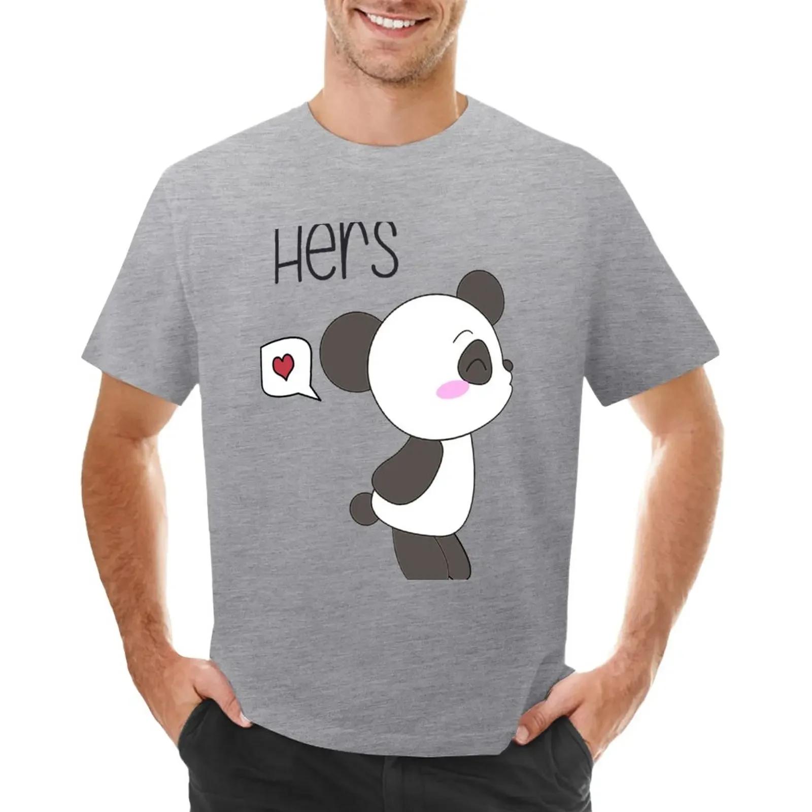 

His Hers Panda Couple Shirts Boy Version TShirt anime clothes Short sleeve tee kawaii clothes graphics tshirts for men S