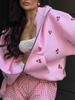 Cherry Blossom Printed Hoodie Sweatshirt Casual Autumn Women Street Style Fashion Brand Loose Versatile Sports Pullover with Hood