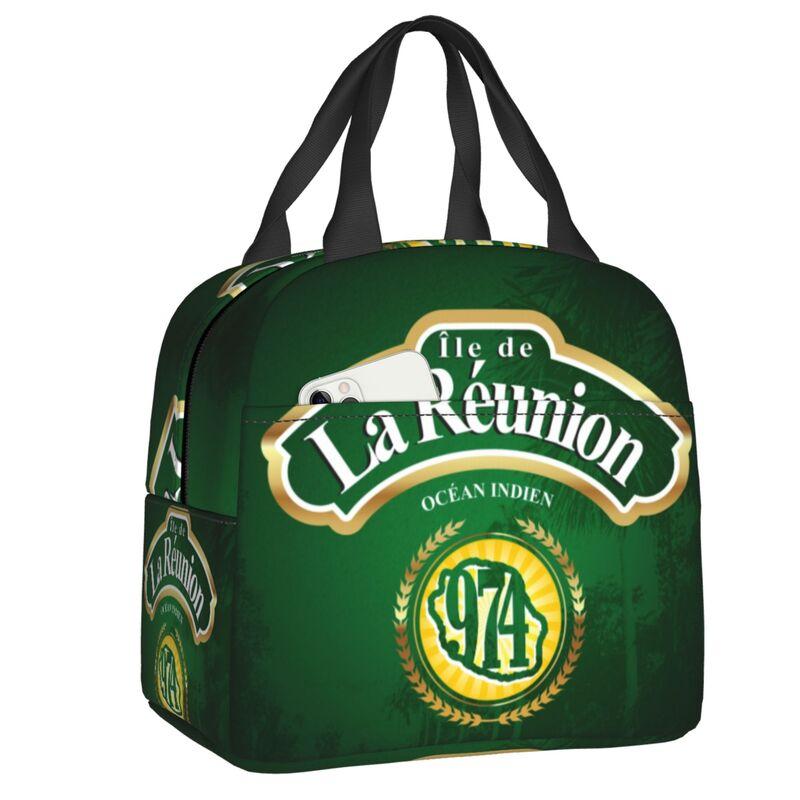 974 Reunion Island Insulated Lunch Bags for Women Maveli Coat of Arms Portable Cooler Thermal Bento Box School