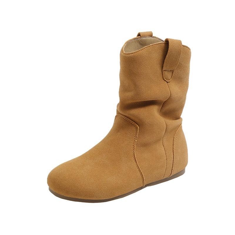 Vintage Lazy Wind Western Pile Boots Women's Autumn and Winter New Martin Boots Women's Knight Boots Short Boots Boots