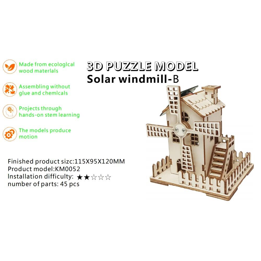 3D Puzzle Solar Windmühle Spielzeug Wissenschaftliches Spielzeug DIY Physik Bausatz für Kinder Modell Solarenergie Technologie Experiment Stem Bausatz