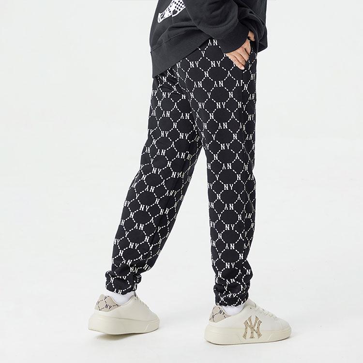 New MLB Old Flower Knitted Sweatpants Unisex Black 3APTM0114-50BKS