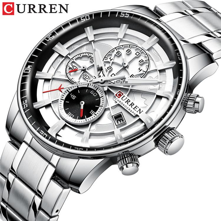CURREN Men's Calendar Watch with Steel Business Waterproof Quartz Watch