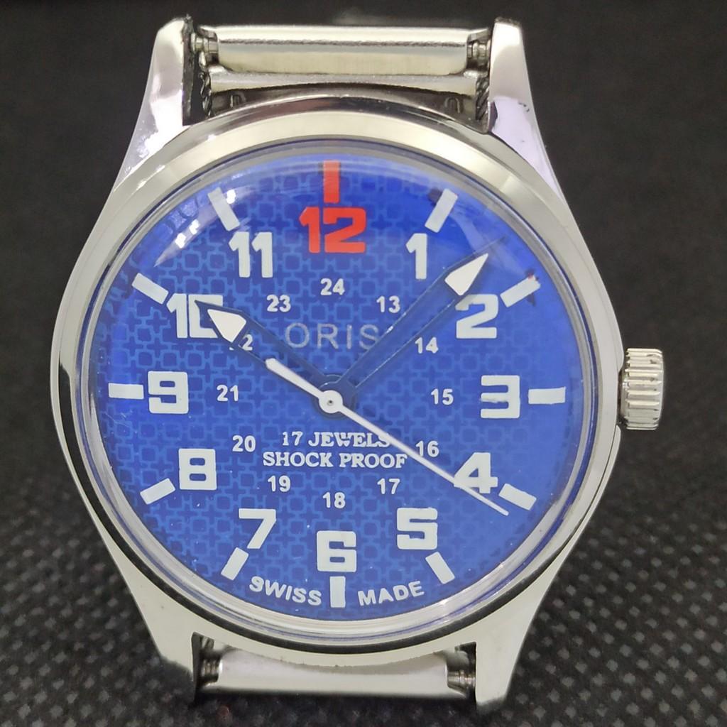 VINTAGE ORIS WINDING SWISS MENS REFURBISHED WRIST BLUE WATCH 558a-a296546-1
