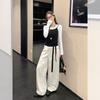New Spring and Autumn Two-piece Solid Color Long-sleeved T-shirt Layered Vest Slim Fit Top for Women