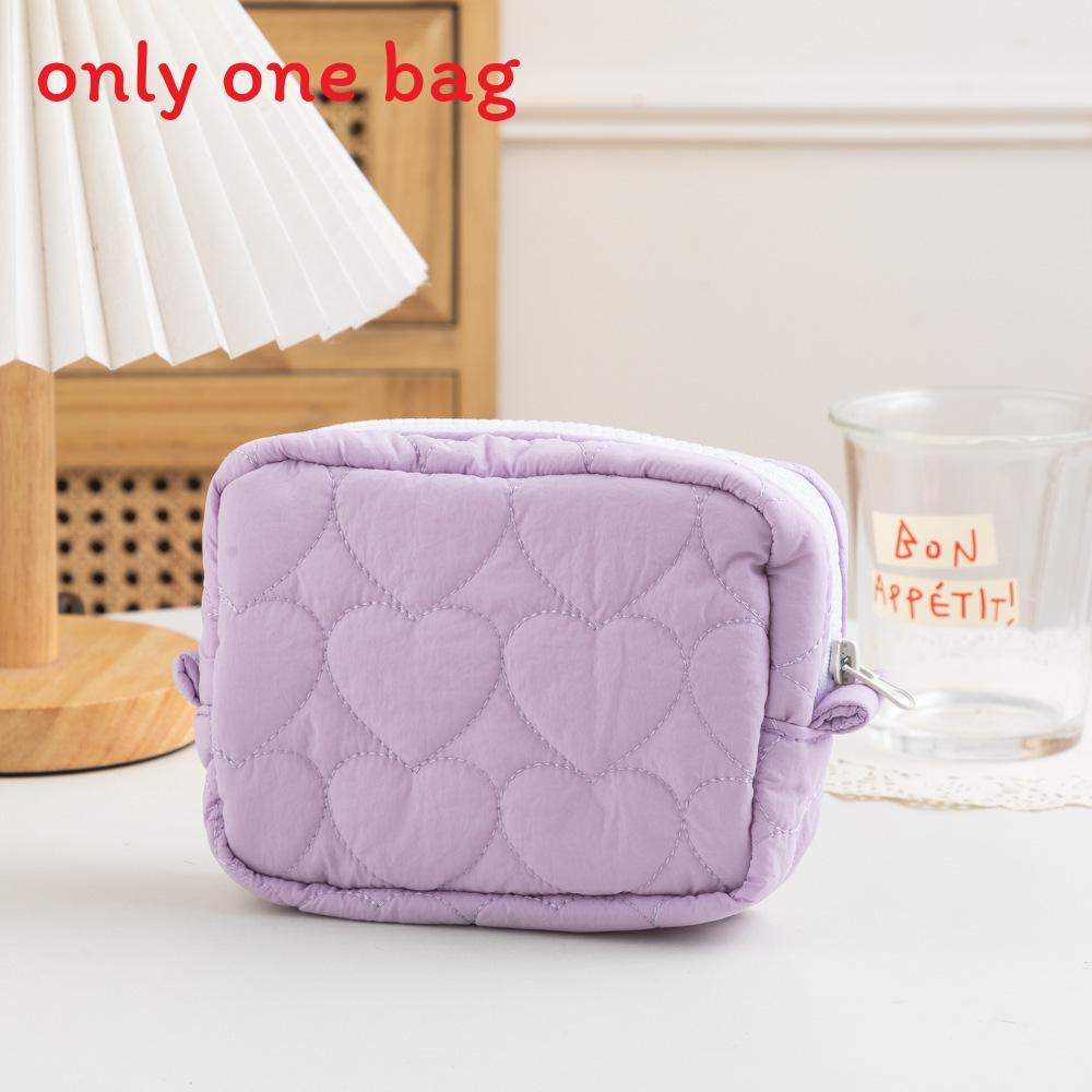 

Cute Candy Color Storage Pouch With Embroidered Design For Daily Use And Makeup Storage Purple