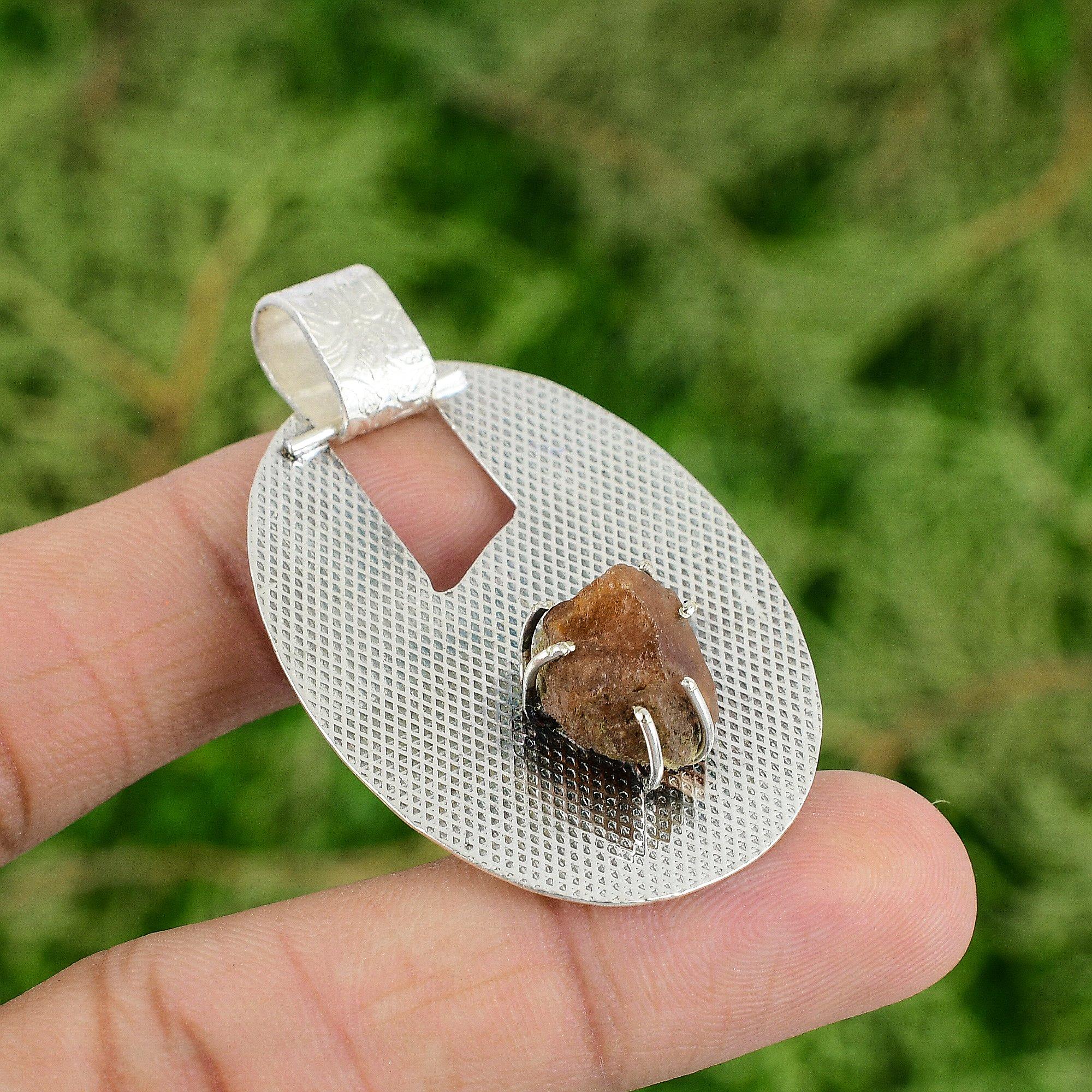 

Sterling Silver Octagon Smoky Quartz Rough Gemstone Bezel Wife Birthday Pendant