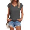 Women's Summer Fashion V-neck Solid Color Short Sleeve T-Shirt Casual Top