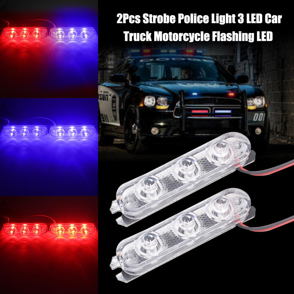 1 Pair Lights Led Strobe Lights Flasher 3 LED Auto Flash Stroboscopes Strobe Light Parking Signal Light Warning Bulbs 7