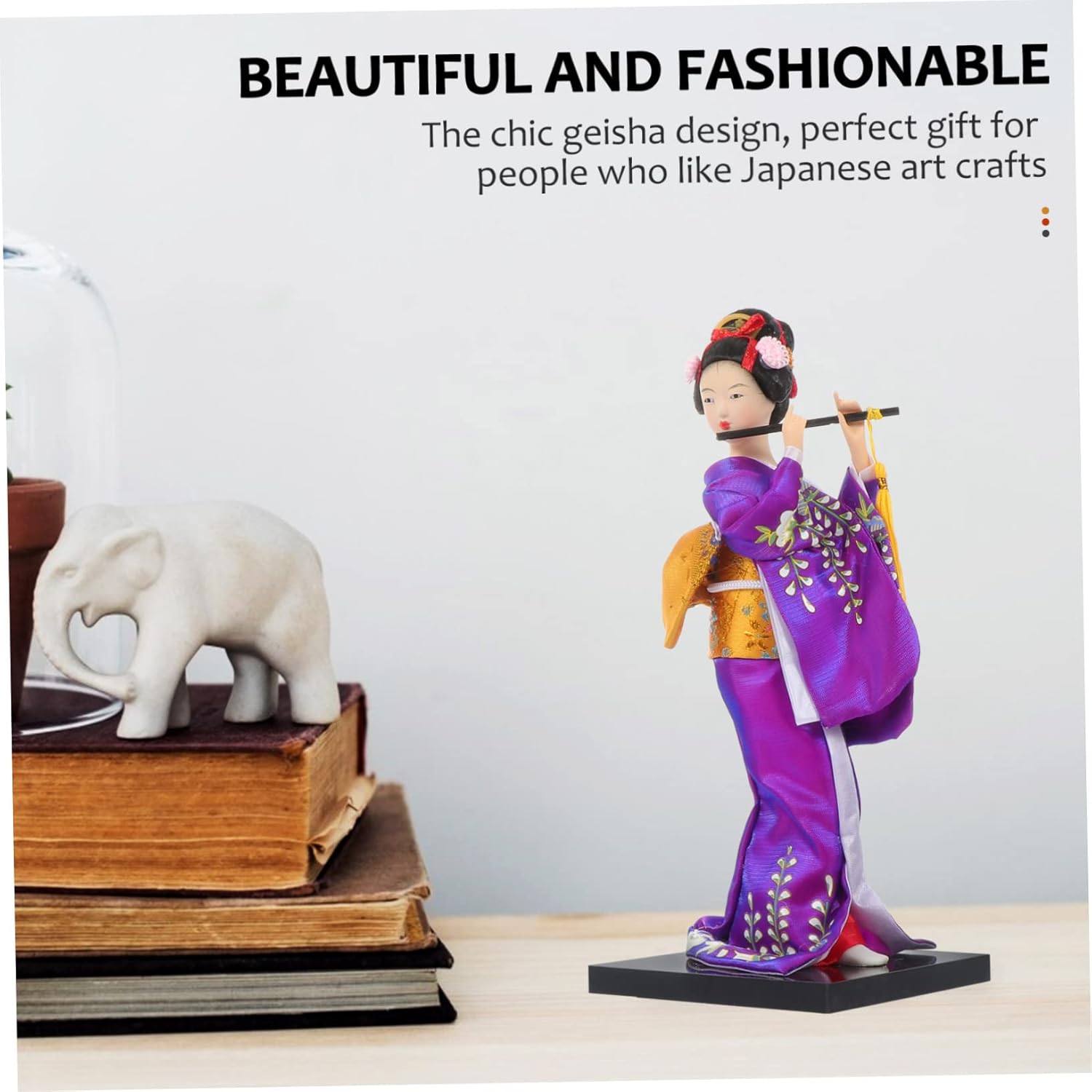 IMIKEYA Japanese Geisha Doll Collectible Figurine - Elegant Asian Geisha Statue with Traditional Kimono - Tabletop Decoration for Home or Office