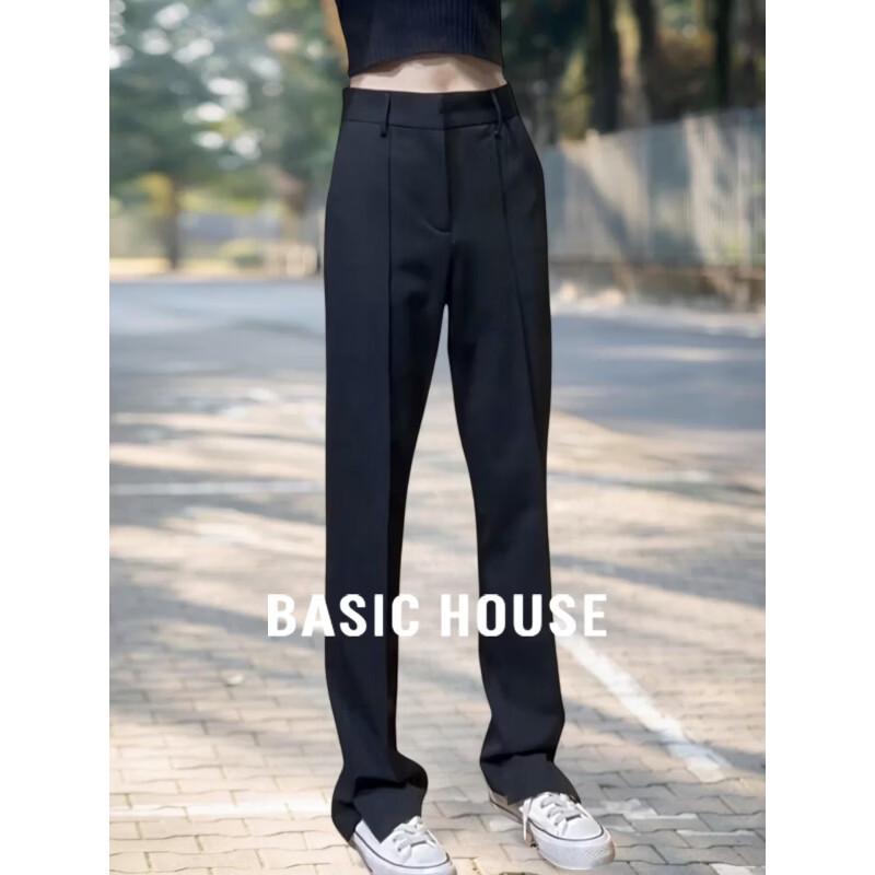 Basic House Women s High-Waisted Casual Straight-Leg Pants L