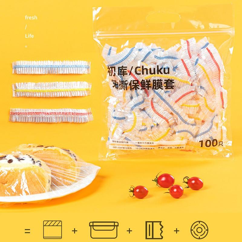 100 ks Jednorázový kryt na skladování potravin Opakovaně použitelný Elastický Kryty na čerstvé potraviny Strečová fólie Mísa Nádobí Kryt na potraviny Sáčky na uchování čerstvosti Sprchová čepice