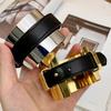 Armlet Belt Buckle Leather Bracelet Golden Women Open Bangle Exaggerated Metal Bangle  Versatile