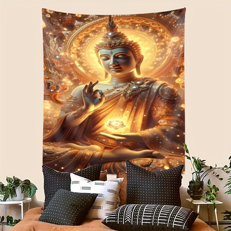 VIKAMA Cosmic Buddha Light Zen Banner Buddha Meditation Backdrop Suitable For Tea Room Prayer Space Decor Cloth