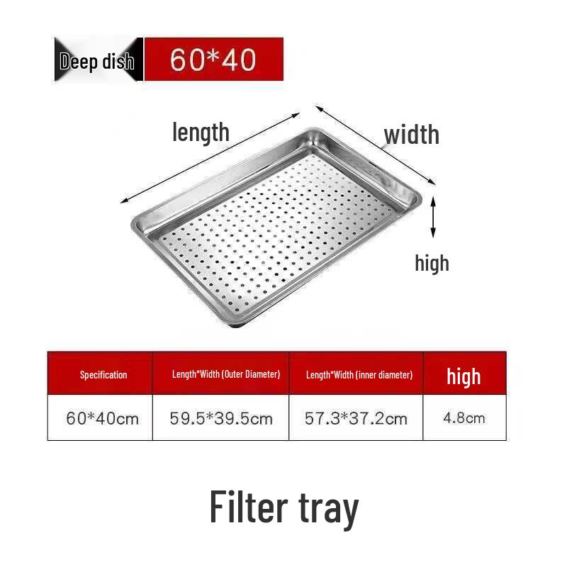 304 Stainless Steel Rectangular Tray for Steamed Fish, Rice, Chee Cheong Fun, and Baking