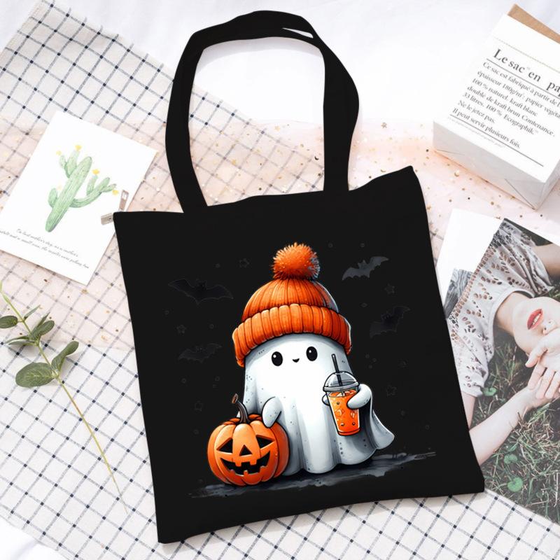 Halloween Printed Shoulder Bag Female Large Capacity Student Canvas Bag Tutoring Shopping Bag