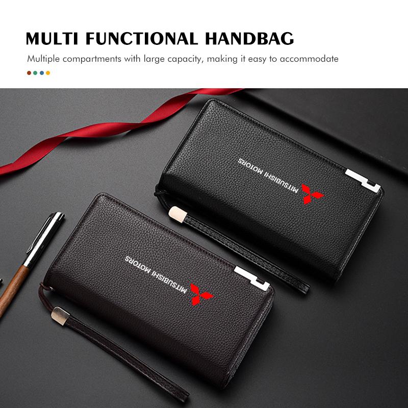 For Mitsubishi Men's Long Wallet Multi-card Slot Card Holder Business Wallet Outlander Lancer L200 ASX Pajero Grandis Eclipse
